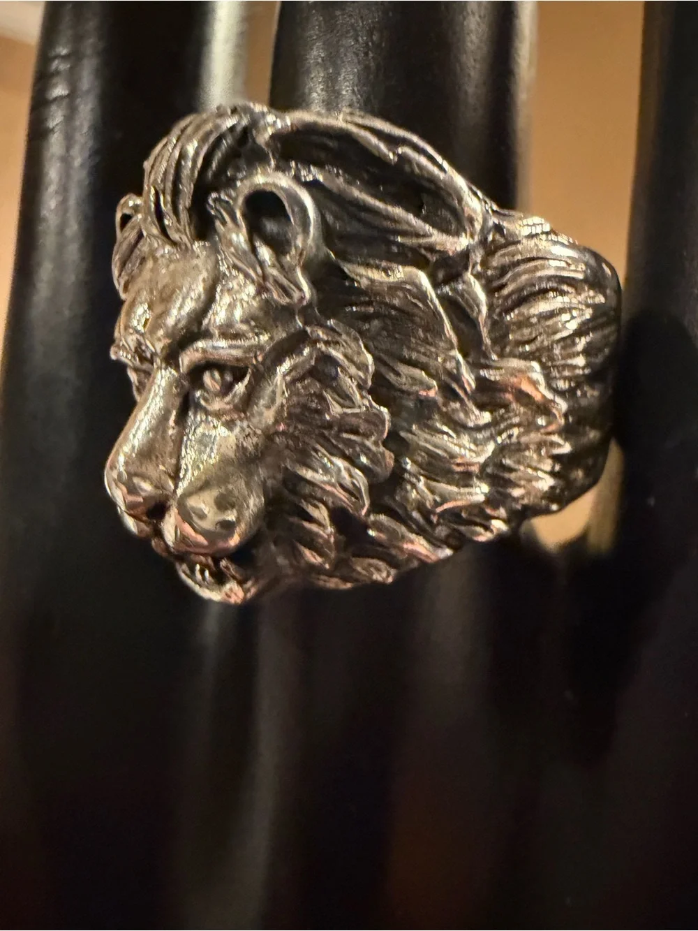 Men's Lion Head Sterling Silver Biker's Ring Vintage Large 3D Design, Size 11